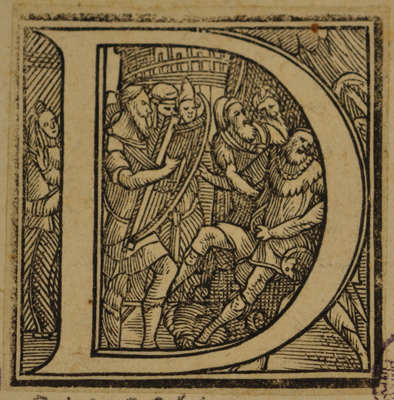 Anonimo svizzero-tedesco  - D: Re Davide con l'arpa (dalla serie Lettere istoriate)